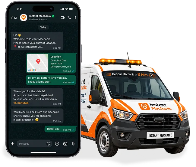 Instant Mechanic WhatsApp live GPS location sharing and mobile emergency response van